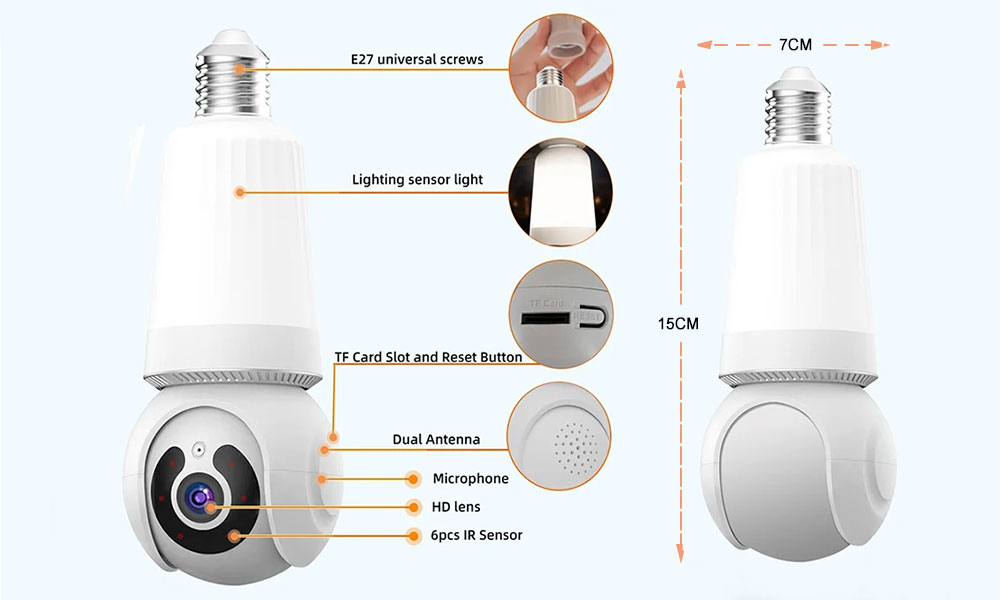 E27 bulb wifi security cameras