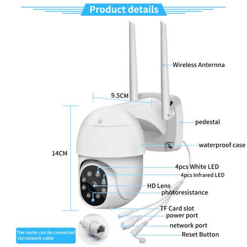 QS6502 wifi security cameras sizes